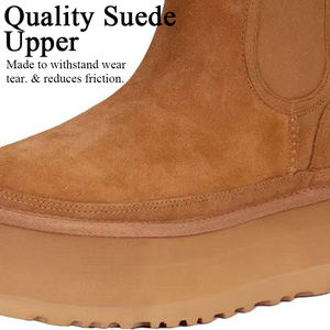 Bottes Chelsea chaudes imperméables antidérapantes à semelle extra épaisse à design à sangle élastique latérale confortable et polyvalente pour femme d'<span class=keywords><strong>hiver</strong></span> - Product Image 4