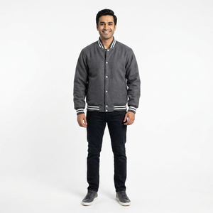 Chaqueta impermeable cortavientos de lana personalizada de alta calidad para hombre, chaqueta de nieve con cuello, chaqueta de béisbol universitaria para hombre - Product Image 1