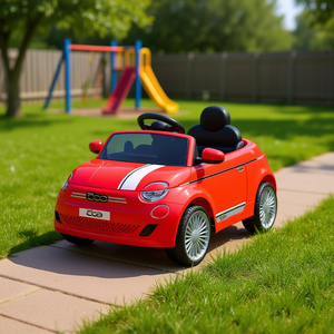 รถยนต์ไฟฟ้า Fiat 500 สีแดง แบตเตอรี่ 12V พร้อมรีโมทคอนโทรล สำหรับเด็กอายุ 3-6 ปี - Product Image 2