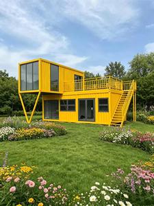 Casa Prefabbricata Gialla a 2 Piani in Container, Casa Modulare Moderna con Balcone, Mini Casa per Abitazione/Bar/Negozio/Ufficio/Airbnb/Caffetteria - Product Image 1