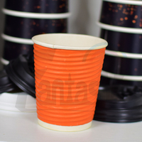 8oz 12oz 16oz Individuell Geprägte Doppelwandige Papierbecher für Heiße Getränke mit Plastikdeckel