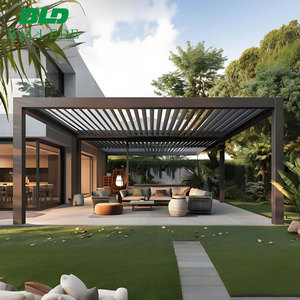 Gazebo de Jardín de Aluminio Impermeable con Techo Bioclimático Motorizado, Cubierta Automática para Patio, Pérgola con Rejillas para Restaurantes y <span class=keywords><strong>Caf</strong></span>é<span class=keywords><strong>s</strong></span> - Product Image 4