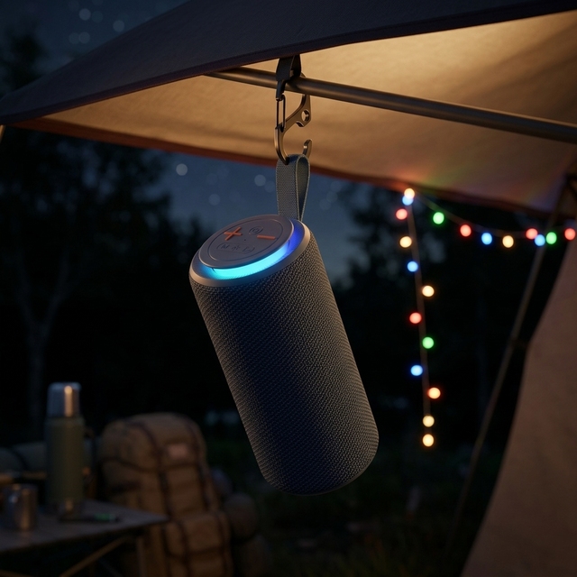 New Jedel Fabric Portable  Speaker RGB Glow Light Outdoor Travel Wireless Stereo Audio Speaker With Carry Lanyard SA-411
