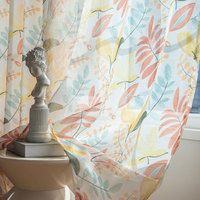 Tela de Cortina Transparente Estampada 100% Poliéster, Diseño de Hojas Hawaianas, Tela para Cortinas con Estampado Botánico, Venta al Por Mayor