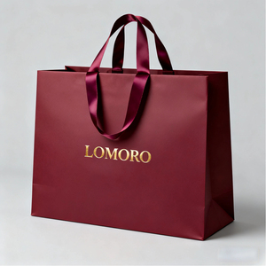 Borsa della spesa di carta artistica di lusso con Logo personalizzato con manici a nastro per Boutique, abbigliamento e confezione regalo - Product Image 4