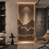 Paravent Moderne en Acier Inoxydable Étanche avec Paysage Montagneux Découpé au Laser et Éclairage LED pour Mariages, Villas et Halls d'Hôtels