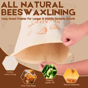 Confezione da 2 sacchetti riutilizzabili in cera d'api per pane fatto in casa e lievito madre, i sacchetti cerati in cera d'api mantengono il pane fresco più a lungo - Product Image 2