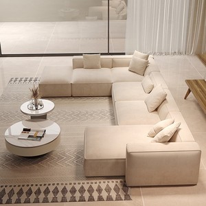 Sofá Modular Seccional en Forma de L de Tela de Terciopelo, Canapé Moderno para Salón - Product Image 3