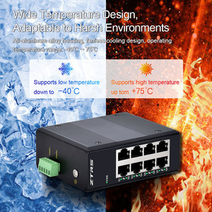 ZTRS Industrie-<span class=keywords><strong>Switch</strong></span> mit 8 Ports, 10/100, nicht verwaltet, 6K Überspannungsschutz mit Dual-Power-Redundanz, unterstützt DIN-Schienenmontage. - Product Image 3