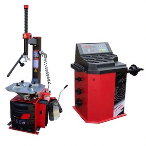 Machine à changer les pneus HOWANN avec deux bras d'assistance pour pneus de SUV/ATV/voiture, rouge et noir, équilibreuse de roues automatique, moteur 0,75 kW - Product Image 1