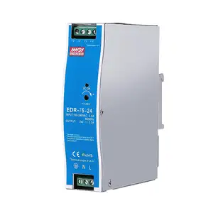 Fonte de alimentação de comutação de trilho DIN para Indústria Mean Well EDR-75-12 de saída única AC-DC SMPS 12VDC 6.3A 75W