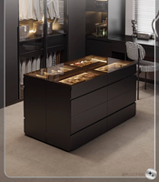 Meuble de rangement moderne pour bijoux avec îlot central et tiroirs double face pour chambre à coucher