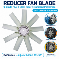 Pale de ventilateur personnalisée en polyamide PAG avec moyeu et bague, 9 pales à pas réglable pour réducteur, chariot élévateur, excavatrice