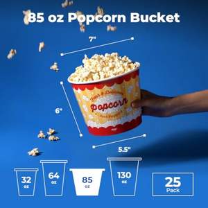 Cubos de Papel Desechables Ecológicos para Palomitas al por Mayor, Impresión Personalizada, Grado Alimenticio, Gran Capacidad para Cine, Teatro, Fiestas, Galletas - Product Image 3