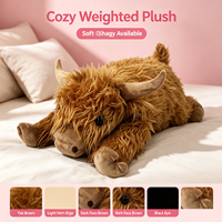 Bantal Boneka Sapi Highland Berbobot, Bulu Halus, Boneka Yak untuk Mengurangi Kecemasan, Pelukan, Dekorasi Rumah Peternakan, Hadiah Liburan