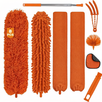 Ensemble de dépoussiéreurs télescopiques avec têtes interchangeables en plumes et microfibres pour le nettoyage des ventilateurs de plafond et des stores à grande hauteur