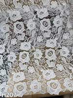 Tissu en dentelle guipure soluble dans l'eau, motif floral rose creuse blanche, broderie de luxe, dentelle chimique pour la confection de robes H207