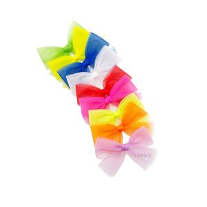 女の子のためのカスタマイズされた夏Ombre Tulle弓ヘアアクセサリー白生地 - Product Image 1