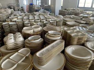 Ensemble de <span class=keywords><strong>vaisselle</strong></span> en céramique plaquée or, bols et assiettes, <span class=keywords><strong>porcelaine</strong></span> blanche pour restaurant et hôtel de luxe - Product Image 4