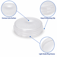 Cache diffuseur LED encastrable, lentille concave 90 mm avec clips de fixation, service de moulage par injection PC pour éclairage personnalisé