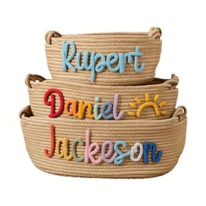 Cesta de Almacenamiento de Juguetes para Bebés de Estilo Rústico Moderno con Cuerda de Algodón, para Regalo de Recién Nacido - Product Image 5