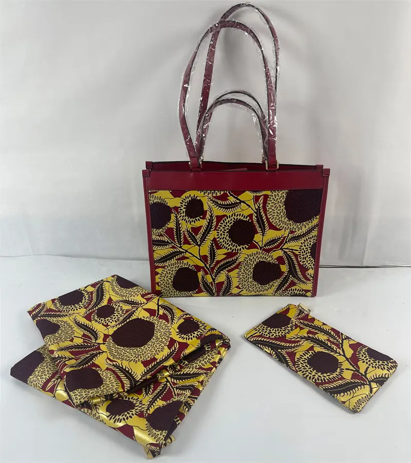 Neuankömmling 100% Baumwolle Wachs Stoff afrikanischen Wachs druckt Mode taschen Damen handtasche Set