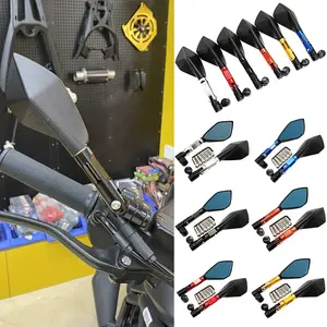 Universal Motorcycle Accessories Mirrors Pentagon Aluminum Handlebar Side Scooter Mirrors Black Convex Surface Rear View Mirrors