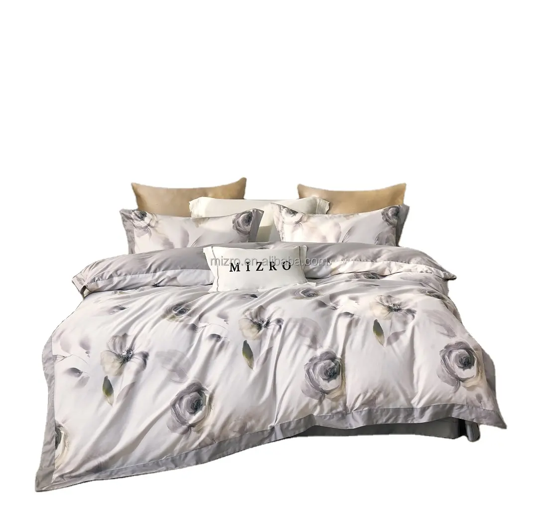 Custom designer bedding sets hot sale bed sheet set High Quality king 100% cotton duvet cover comforter 300tc luxury bedding