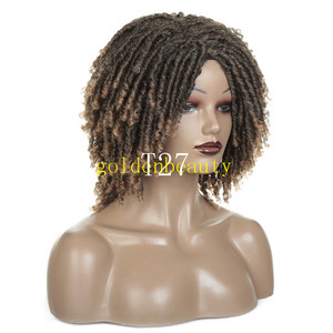 Perruques courtes pour tresses de couleur ombrée pour femmes avec accessoire de cheveux polyvalent sans dentelle sur le devant - Product Image 6