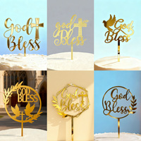 Décorations de gâteau en acrylique en forme de croix chrétienne et de colombe, avec inscription « Dieu bénisse », accessoires pour gâteaux de fête