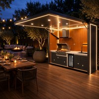 Nuevo Diseño de Cocina Exterior Personalizada con Control Remoto, para Camping/Jardín, Impermeable, con Parrilla y Soporte para TV