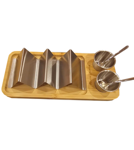 Youlike 3 en 1 ensemble de tacos plateau de service en bambou pour cadeau de fête de bar pour les amateurs de tacos blogueur végétarien sans gluten - Product Image 1