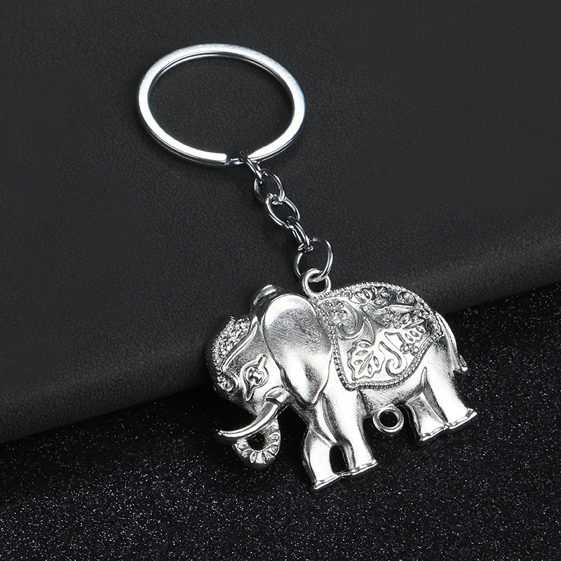 【特価商品】  キーリング ELEPHANT シルバー 3 Thailand Elephant Keychain Baby Elephant 3d Metal Key Chains Retro
