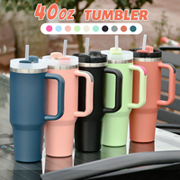 Gobelet de voyage isotherme en acier inoxydable SS304 de 40 oz, sans BPA, avec poignée portable pour l'extérieur et paille, compatible eau bouillante