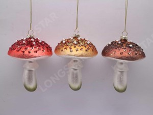Longstar Offres Spéciales <span class=keywords><strong>verre</strong></span> <span class=keywords><strong>soufflé</strong></span> à la main ornements de noël ornements de champignon <span class=keywords><strong>en</strong></span> <span class=keywords><strong>verre</strong></span> personnalisés pour la décoration d'arbre de noël - Product Image 3
