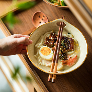 Tazón de ramen de cerámica profunda de estilo japonés con agujero <span class=keywords><strong>para</strong></span> palillos <span class=keywords><strong>para</strong></span> ensalada, sopa, Udon Pho - Product Image 5
