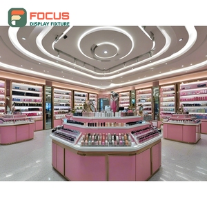 High Quality Retail Outlet Brushed Stainless Steel Wall Shelving One Stop Solution Cosmetic Shop Design - Product Image 1