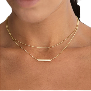 Hot Selling Men's Stainless Steel Necklaces Minimalist 40mm Gold Silver Black Rectangle Bar Pendant Trendy Geometric Style - Product Image 1