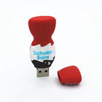 Flash drive kartun usb 32gb, flash drive bahan pvc buatan kustom bentuk coklat disk memori usb