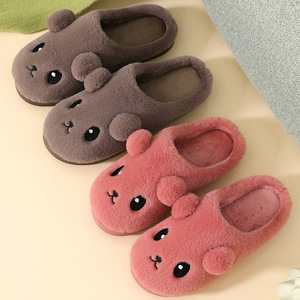 Nouveau hiver femmes belle <span class=keywords><strong>chat</strong></span> en peluche pantoufles chaussures chaudes diapositives mignon dessin animé <span class=keywords><strong>chat</strong></span> floue pantoufles hommes doux maison coton chaussures - Product Image 2