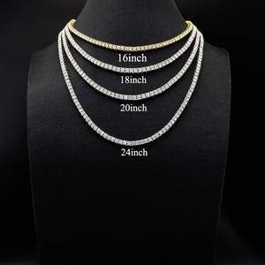 Collier Chaîne Tennis Unisexe Hip Hop Bling en Strass Givrés Simple Rangée 3MM 4MM 5MM pour Hommes, Vente en Gros - Product Image 1