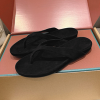 Sandales en daim italien pur pour femmes, couleur unie, bout ouvert, plates, chaussures décontractées d'été pour la plage, semelle en caoutchouc