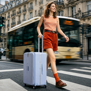 <span class=keywords><strong>Valise</strong></span> de voyage rigide en polycarbonate PC avec cadre en aluminium à ouverture latérale 1:9, compartiments profonds et sacs de rangement étanches détachables - Product Image 5