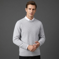 Pull-over décontracté pour homme à col rond en jacquard épais, couleur unie, 100 % pure laine tricotée, couche de base, vente en gros d'usine