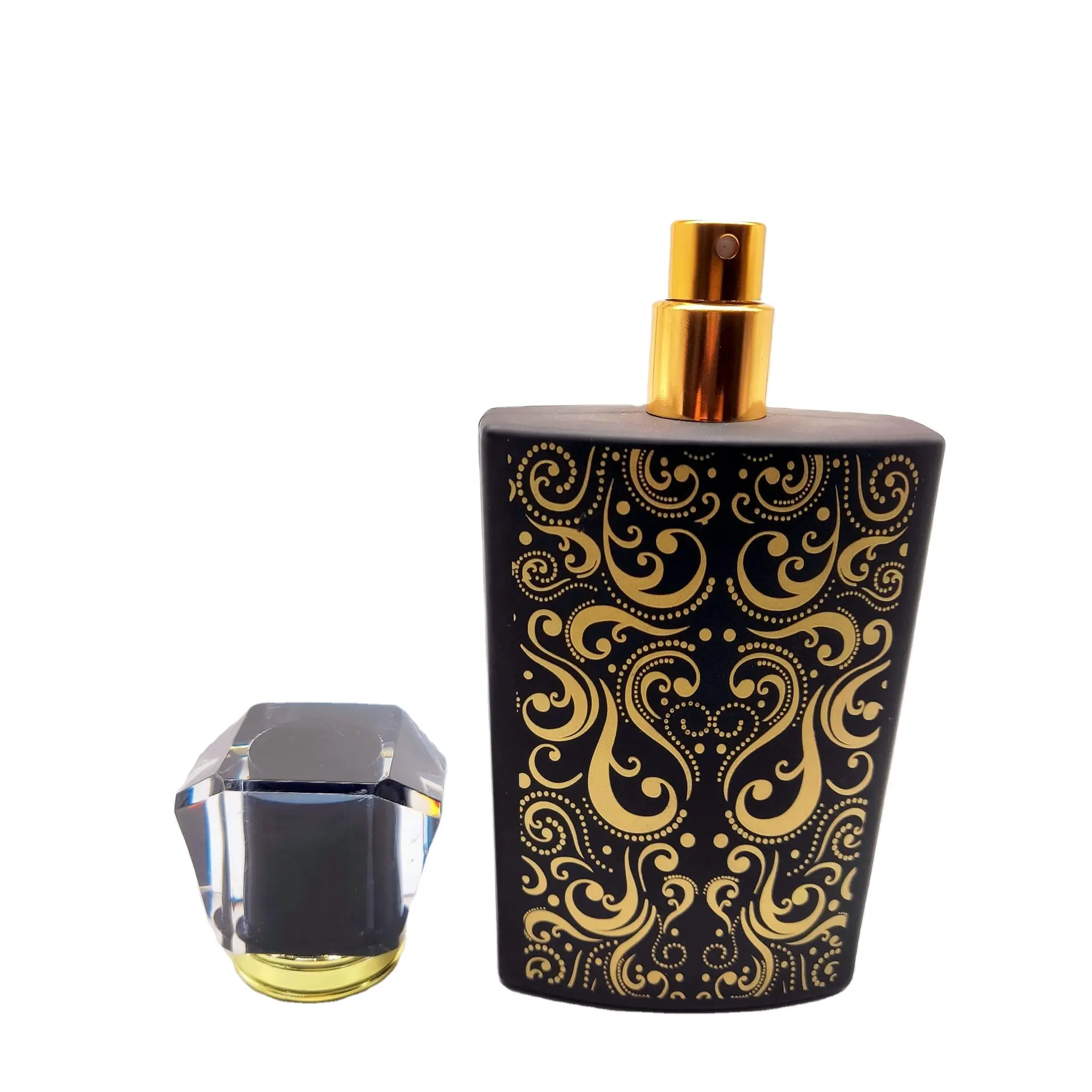 Garrafa spray de perfume 50ml, de alta qualidade, luxuosa, opaca, traseira, branca, vermelha, de vidro vazio