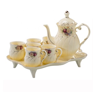 British 8 Pieces White <strong>Chinese</strong> <strong>Tea</strong> <strong>Set</strong> Porcelain Coffee <strong>Set</strong> <strong>Tea</strong> Pot <strong>Set</strong> with 6 Cups - Product Image 3