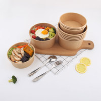 Vente en gros logo personnalisé OEM, nouilles, riz, aliments chauds, salade, soupe, aliments, bol en papier kraft jetable écologique