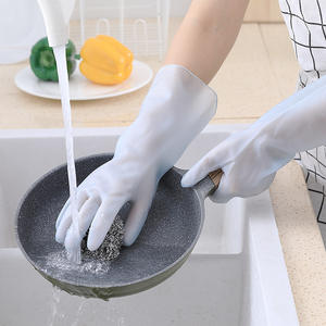 Gants de nettoyage ménager, épais, imperméables, antidérapants, en caoutchouc, pour la cuisine, couleur unie, 30 32 cm - Product Image 3