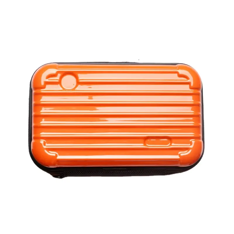 Mini Hard Suitcase Crossbody Bag PU Leather Cosmetic Makeup Case Toiletry Handbag Travel Suitcase with Wristlet