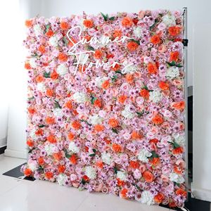 Panneau mural de fleurs artificielles en soie rose 5D, toile de fond pour mariage, Noël, Nouvel An chinois, décoration - Product Image 3